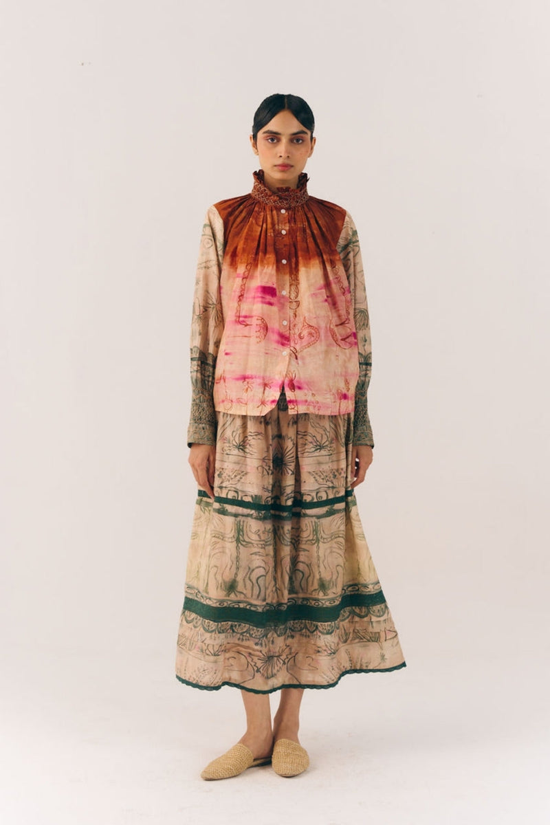 Farmer Set-Sai cotton silk co-ord set by CORD in multi-color for women in Singapore