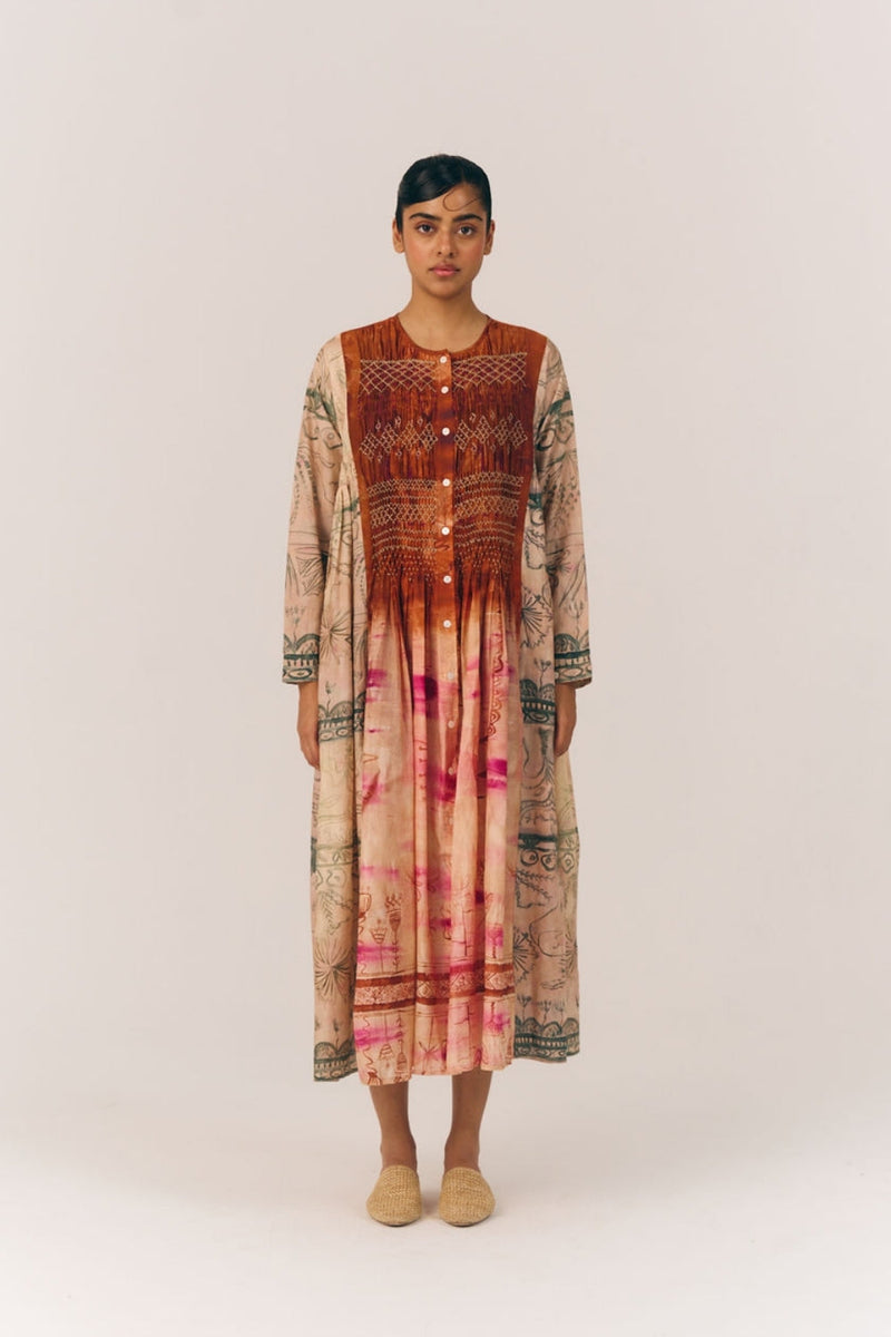 Frida Dress-Sai cotton silk dress by CORD in multi-color for women in Singapore