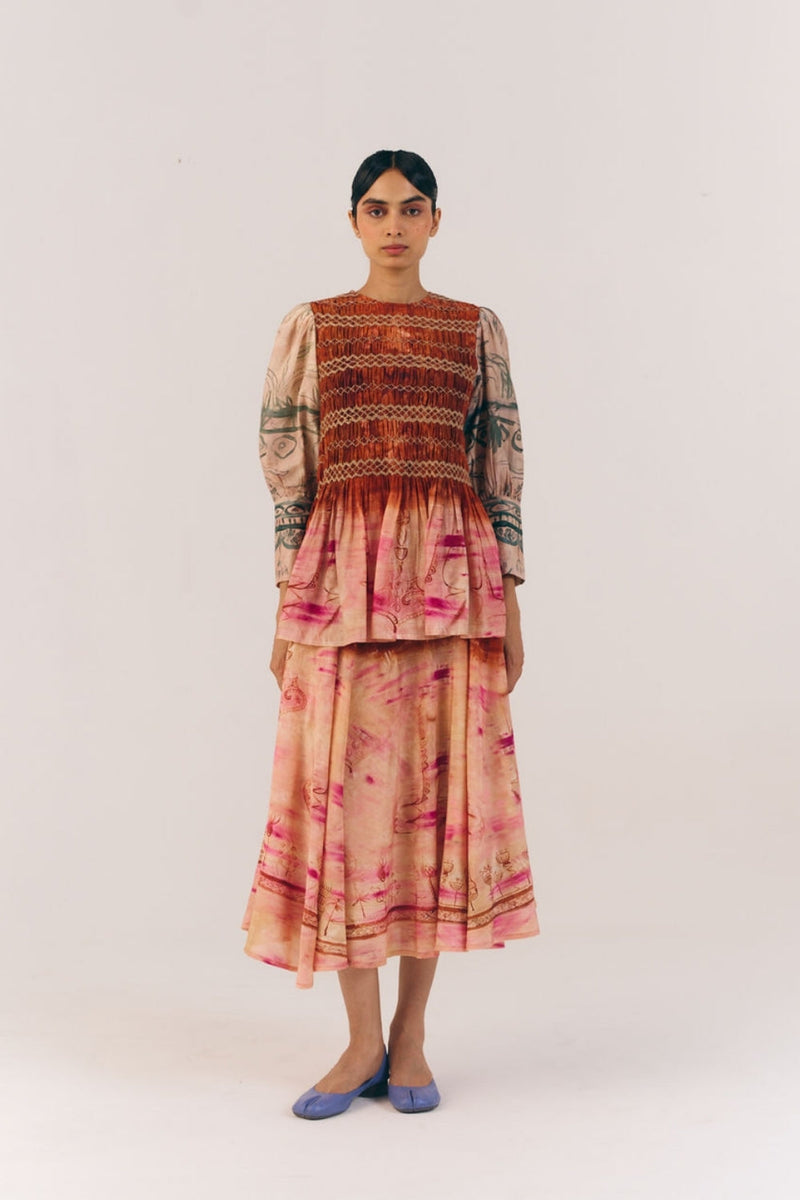 Gaia Set-Sai cotton silk co-ord set by CORD in multi-color for women in Singapore