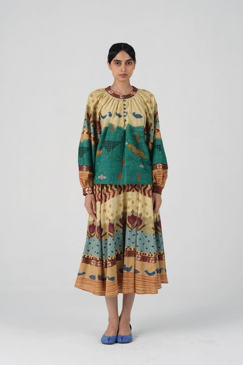 Lido Set-Fresco cotton, cotton silk co-ord set by CORD in multi-color for women in Singapore