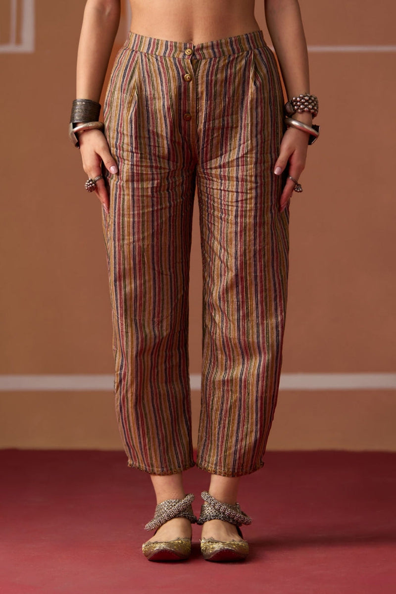 Hameeda Pant cotton pyjama/salwar by SWATTI KAPOOR in multi-color stripe for women in Singapore