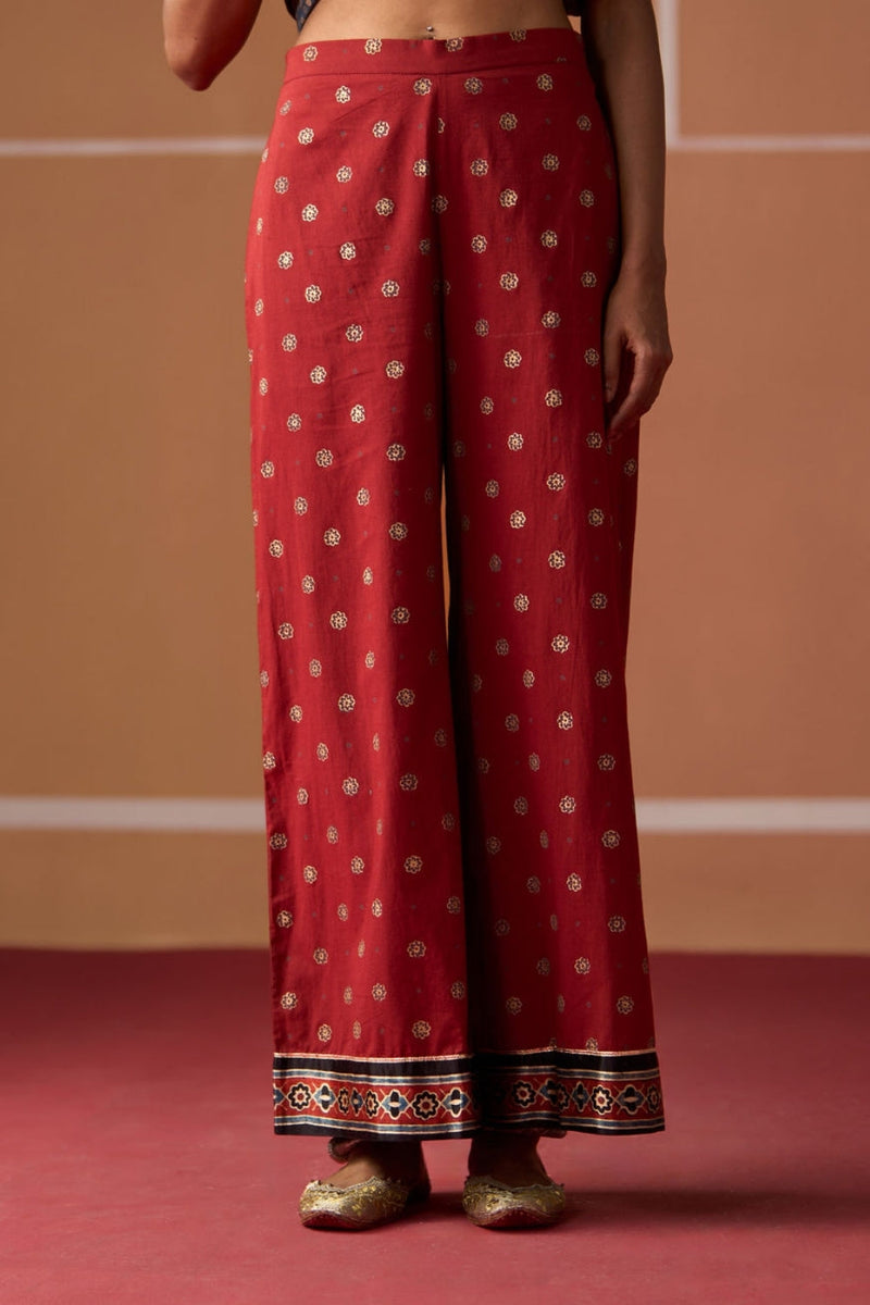 Karuna Pant cotton pyjama/salwar by SWATTI KAPOOR in rust for women in Singapore