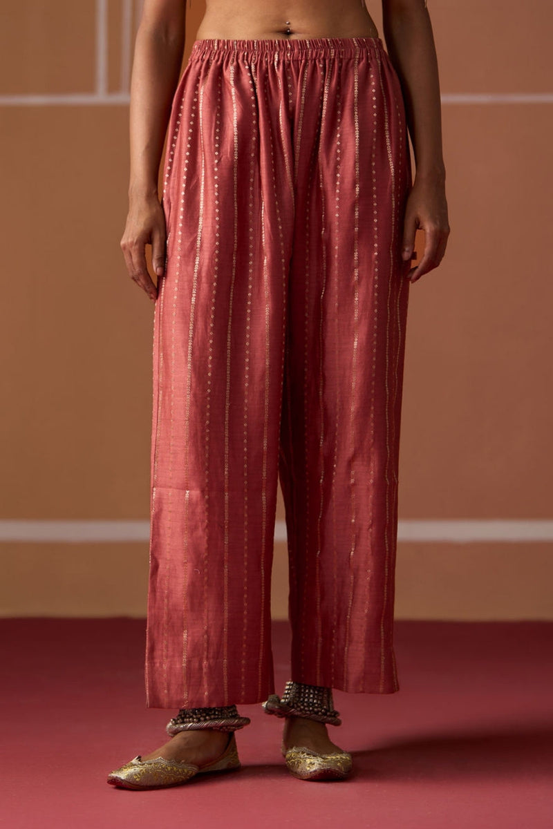 Malaika Pant chanderi pyjama/salwar by SWATTI KAPOOR in peach for women in Singapore