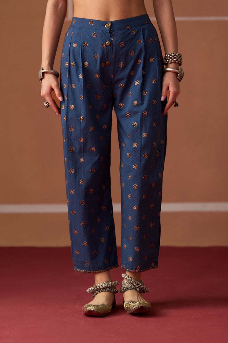 Ridhi Pant cotton pyjama/salwar by SWATTI KAPOOR in blue for women in Singapore