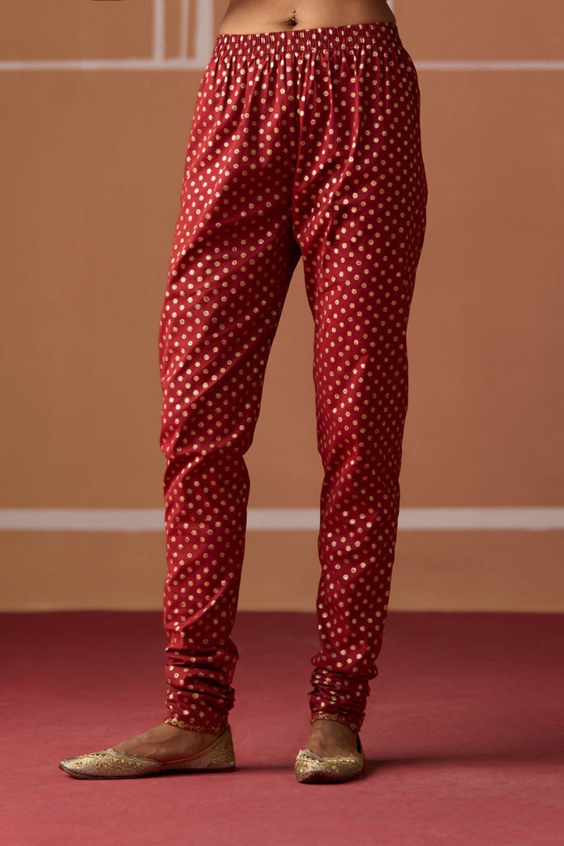 Tania Churidar cotton pyjama/salwar by SWATTI KAPOOR in rust for women in Singapore