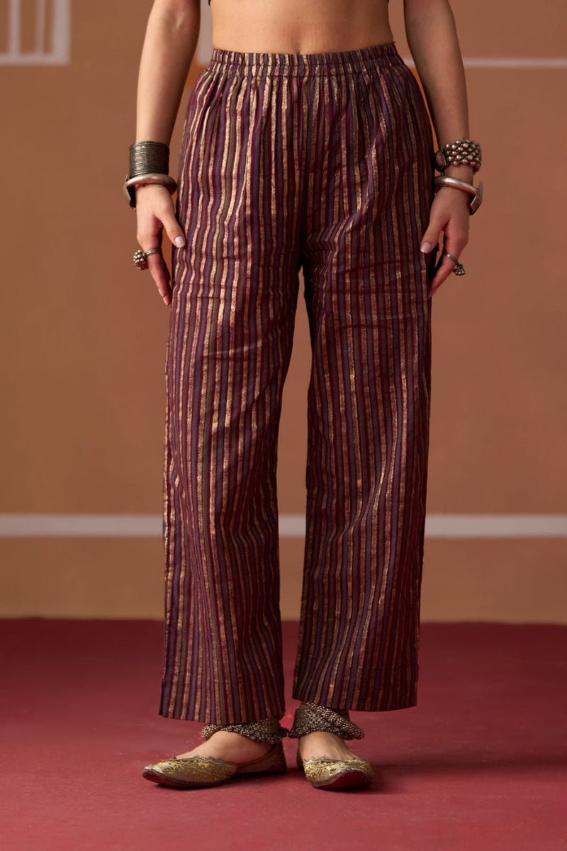 Vyom Pant cotton pyjama/salwar by SWATTI KAPOOR in plum for women in Singapore