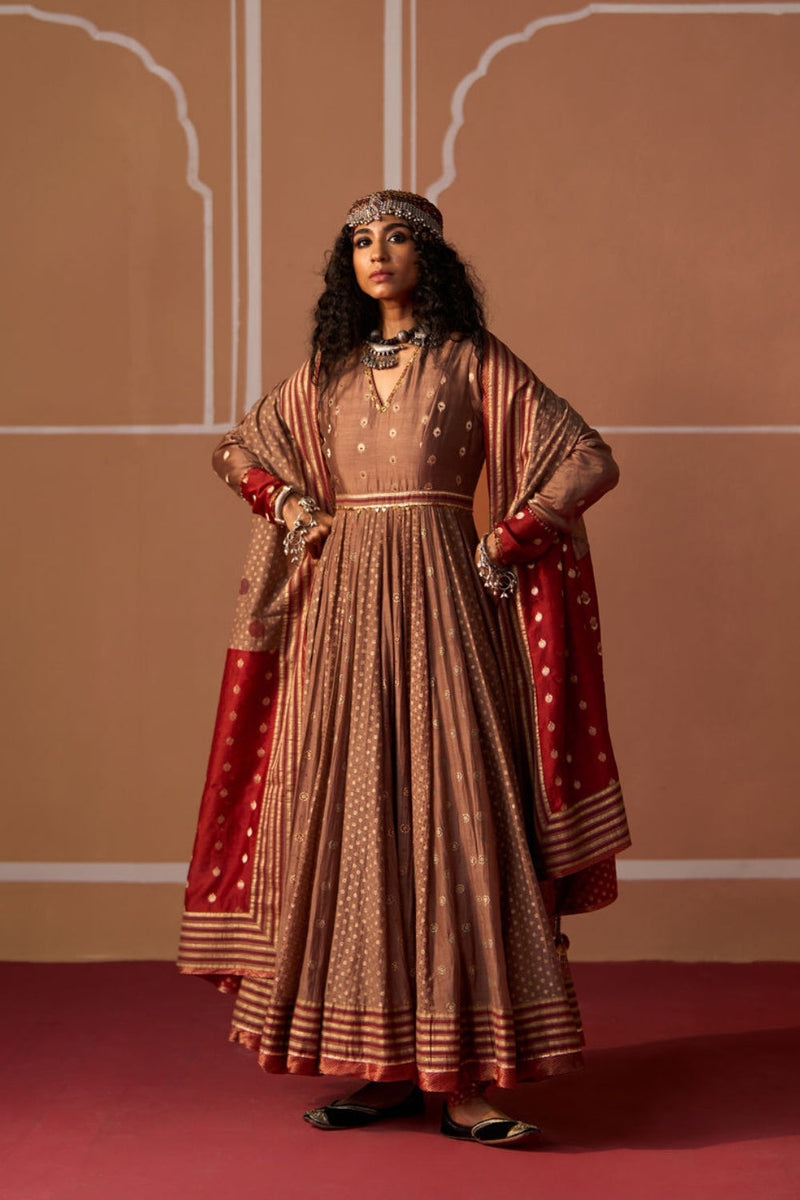 Garima Dupatta chanderi dupatta by SWATTI KAPOOR in grey, rust for women in Singapore