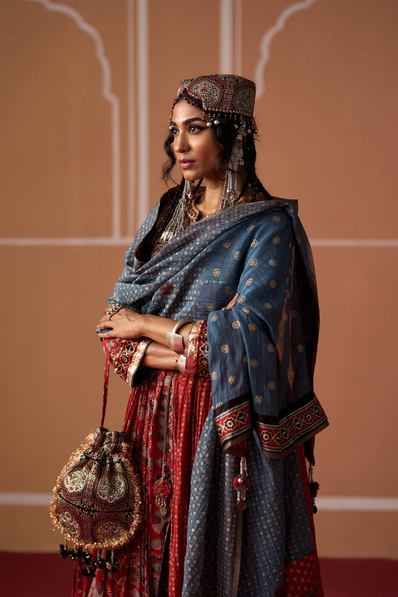 Tejas Dupatta chanderi dupatta by SWATTI KAPOOR in blue for women in Singapore