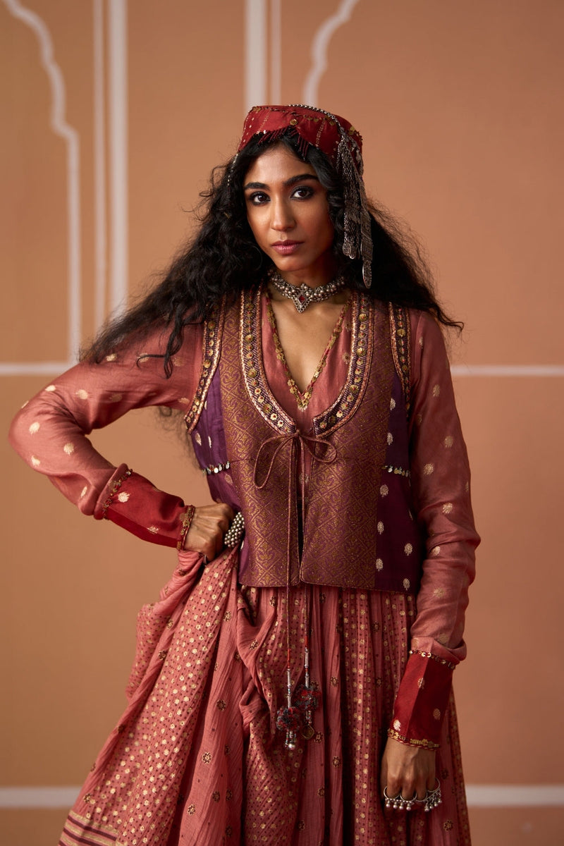 Iman Gilet chanderi indo-western by SWATTI KAPOOR in multi-color for women in Singapore