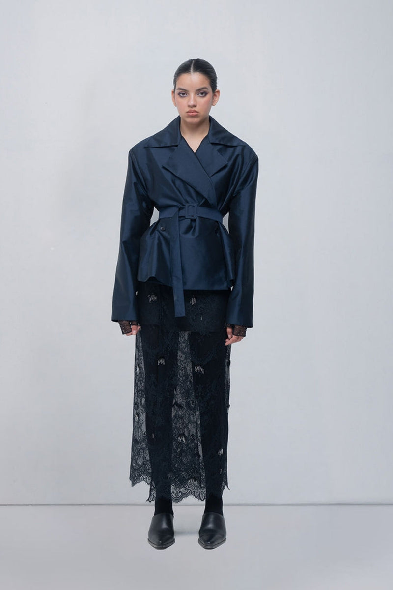 Zelie Jacket viscose jacket/overlay by Leh Studios in blue for women in Singapore