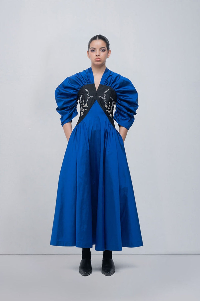 Yaren Dress viscose by Leh Studios in blue, black for women in Singapore