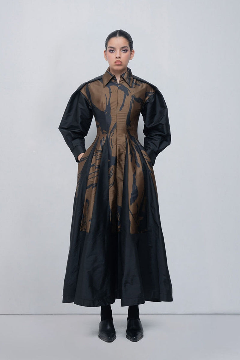 Vera Dress viscose by Leh Studios in olive, black for women in Singapore