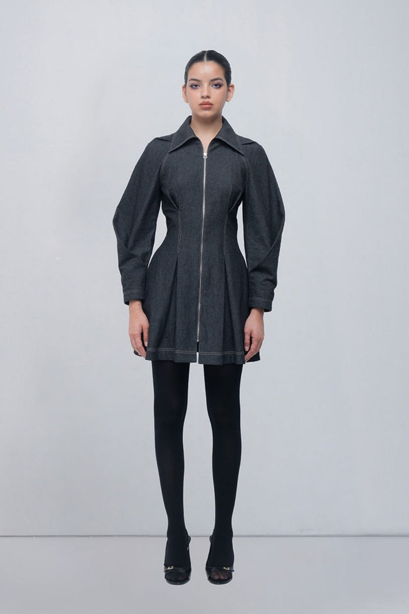 Tess Dress viscose by Leh Studios in charcoal grey for women in Singapore
