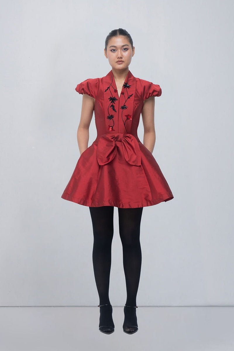 Solene Dress viscose by Leh Studios in red for women in Singapore