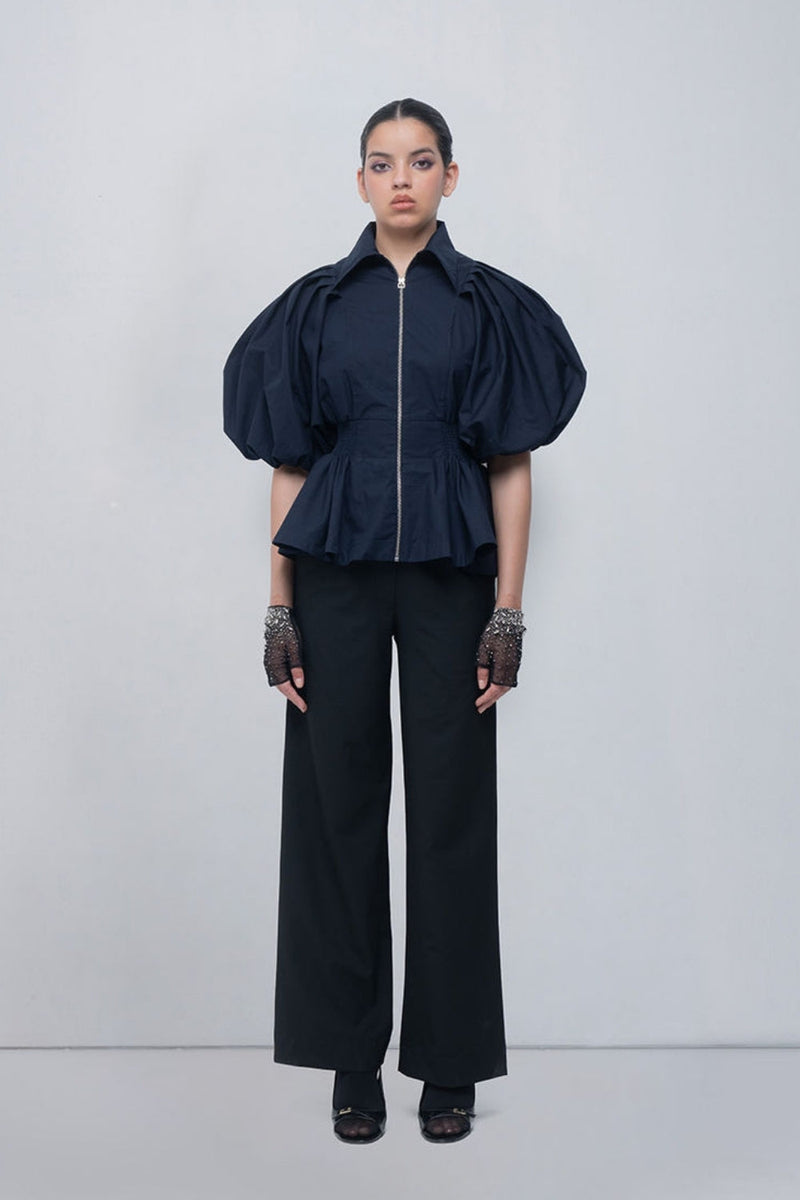 Poppy Top cotton top/shirt by Leh Studios in blue for women in Singapore