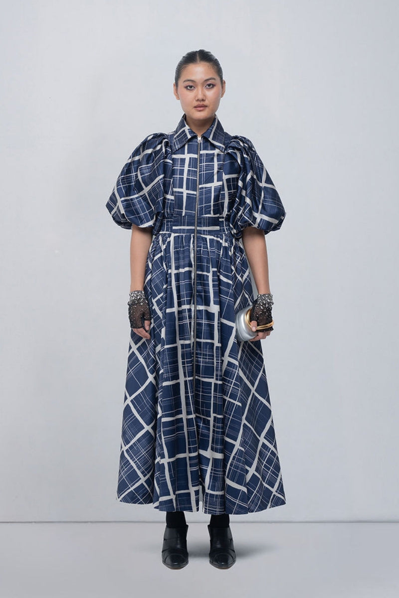 Poppy Dress viscose by Leh Studios in blue, beige for women in Singapore