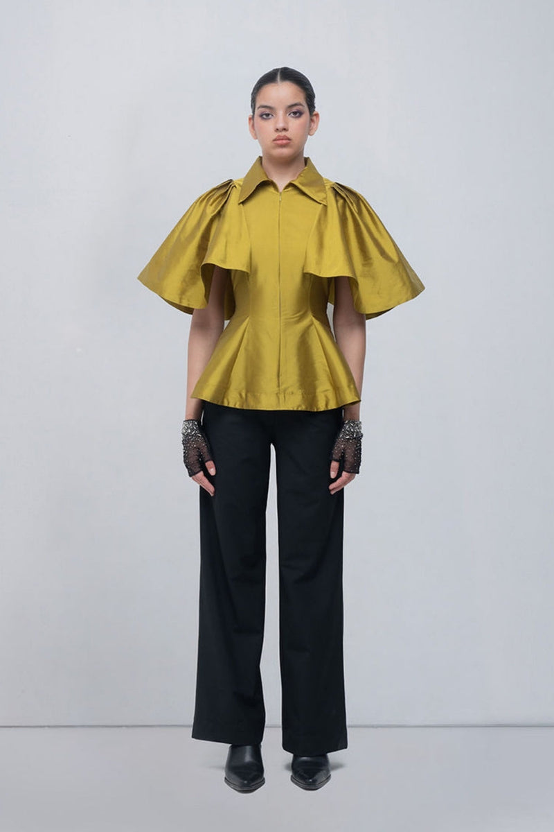 Par Top viscose top/shirt by Leh Studios in y.green for women in Singapore