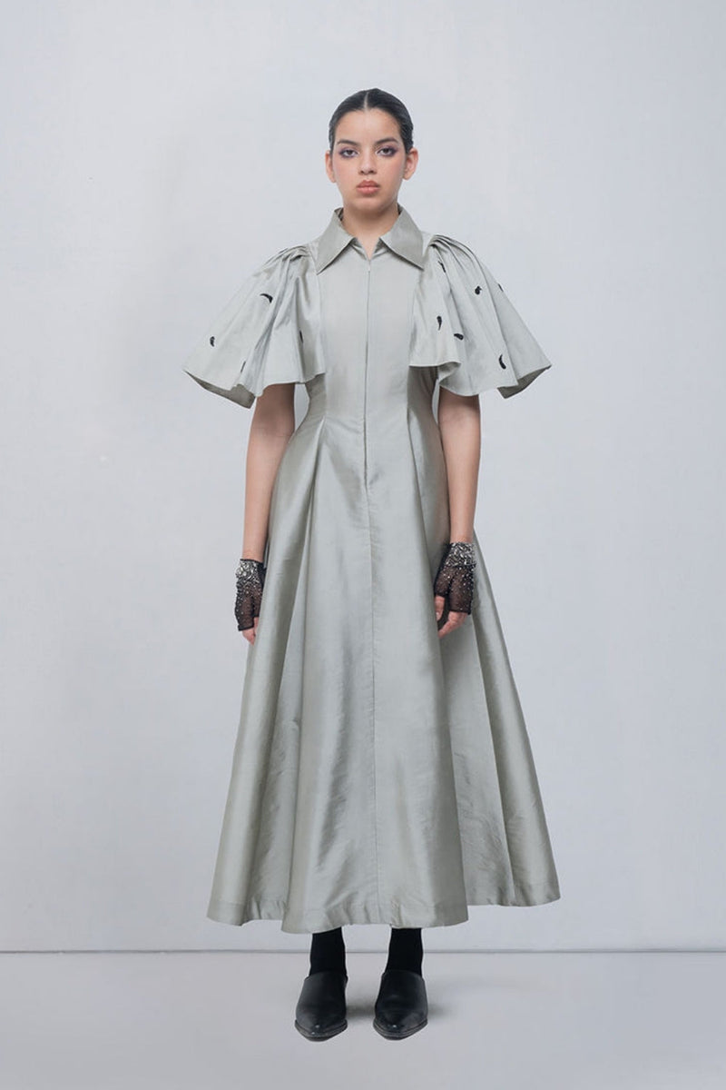 Par Dress viscose by Leh Studios in silver for women in Singapore