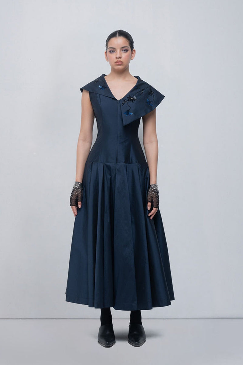 Maryna Dress viscose by Leh Studios in blue for women in Singapore