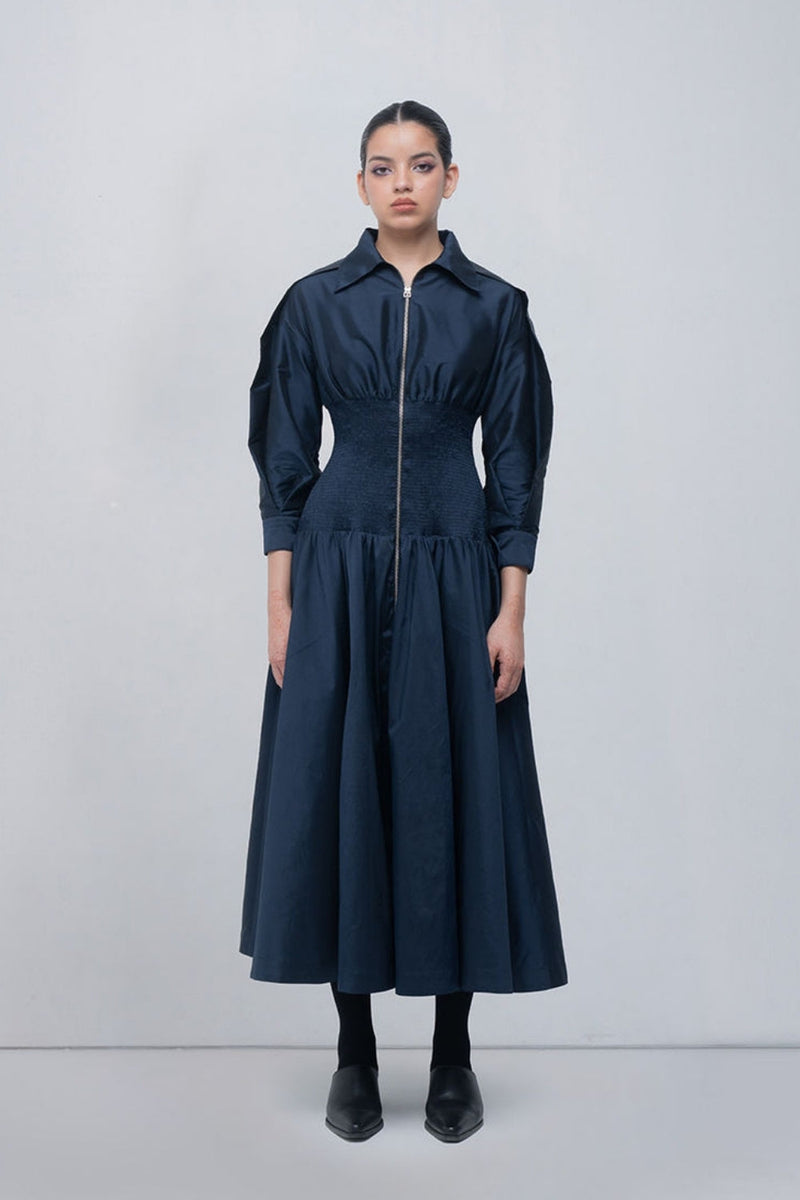 Maky Dress viscose by Leh Studios in blue for women in Singapore