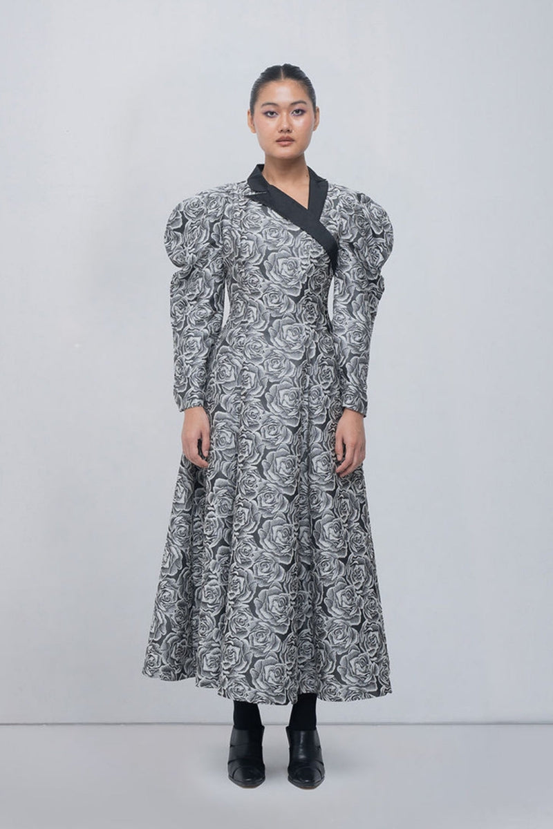 Kavy Dress viscose by Leh Studios in black, grey for women in Singapore
