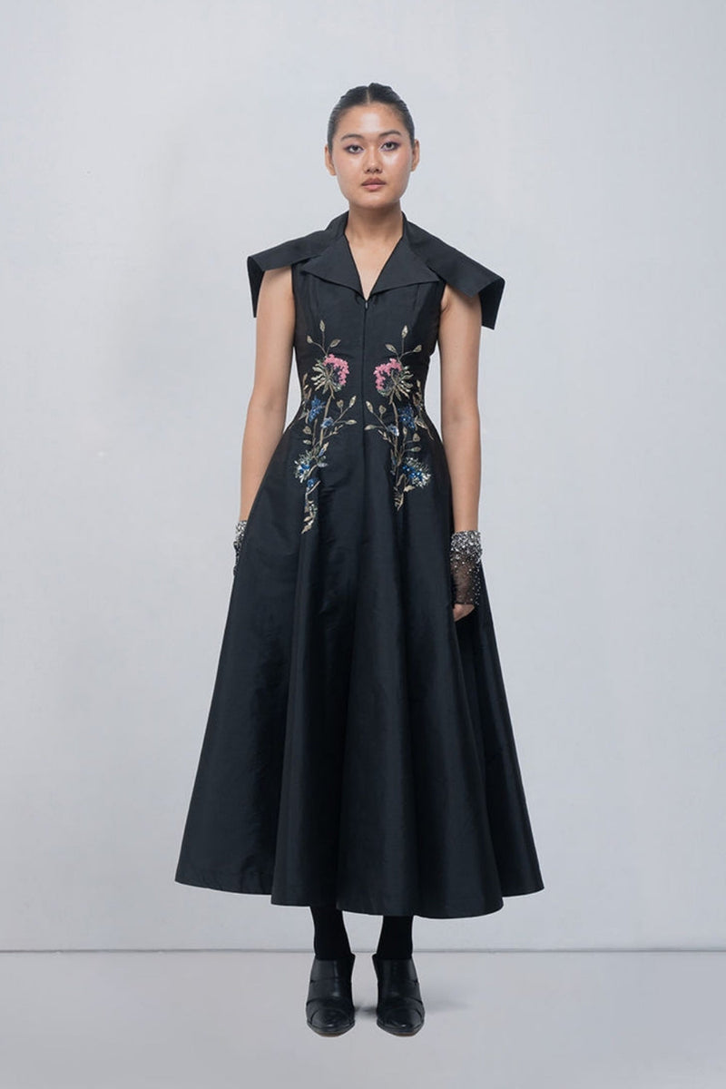 Jenna Dress viscose by Leh Studios in black for women in Singapore