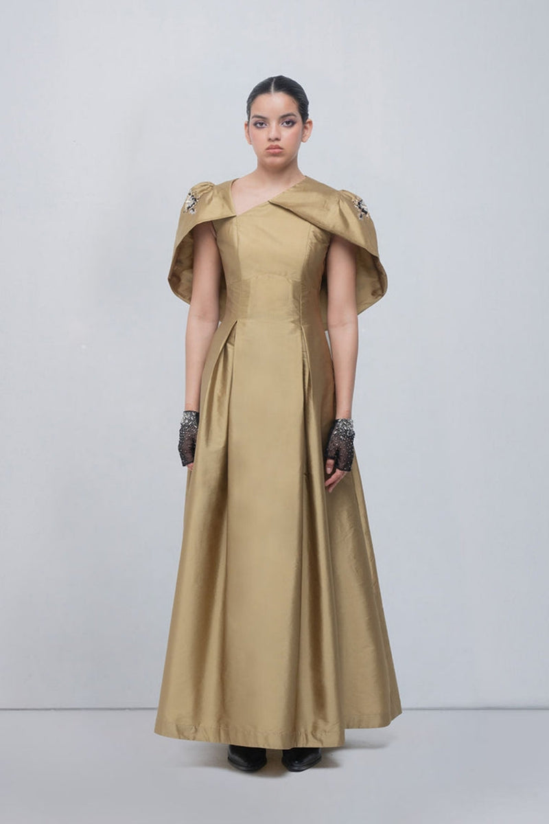 Flavia Dress viscose by Leh Studios in golden for women in Singapore