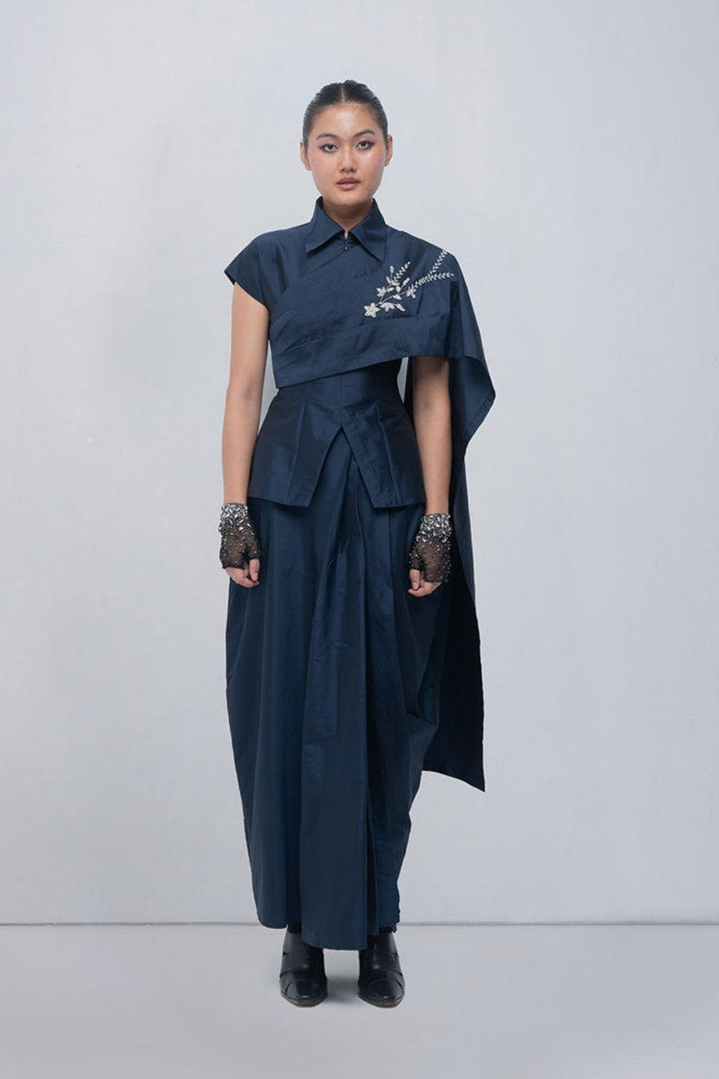 Fiona Top viscose top/shirt by Leh Studios in blue for women in Singapore