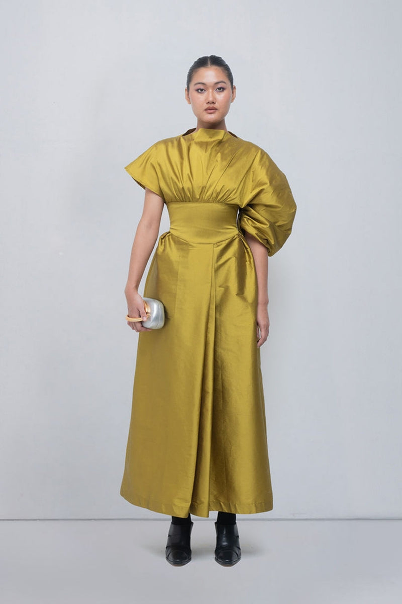 Diana Dress viscose by Leh Studios in green for women in Singapore