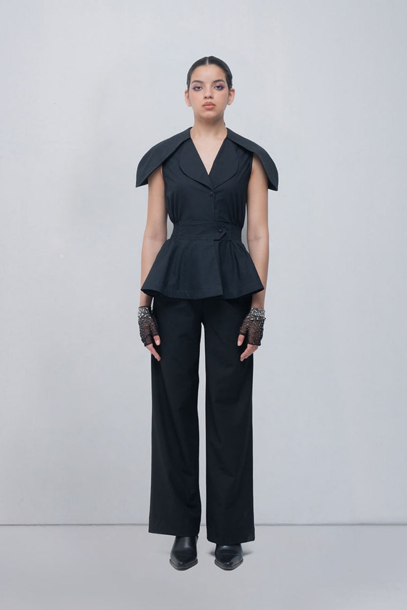 Daria Top viscose top/shirt by Leh Studios in black for women in Singapore