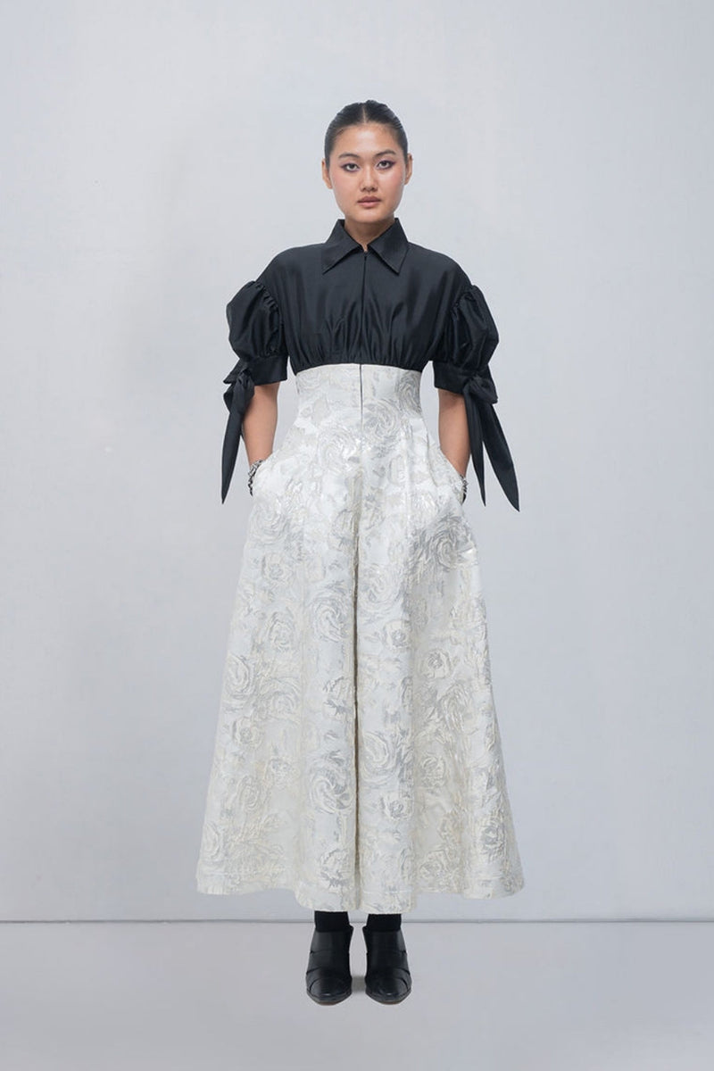 Ceren Dress viscose by Leh Studios in black, ivory for women in Singapore