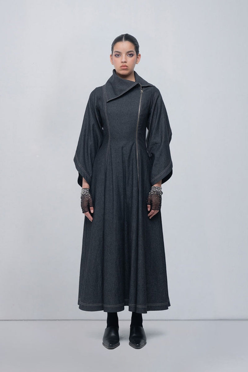 Cen Dress cotton by Leh Studios in grey for women in Singapore