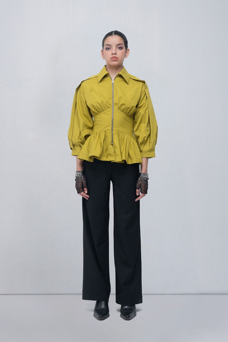 Aiysha Top cotton top/shirt by Leh Studios in green for women in Singapore