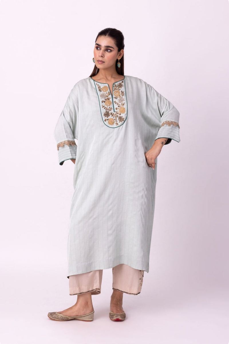 Vakila Kaftan linen blend indo-western by Shades of India in blue for women in Singapore