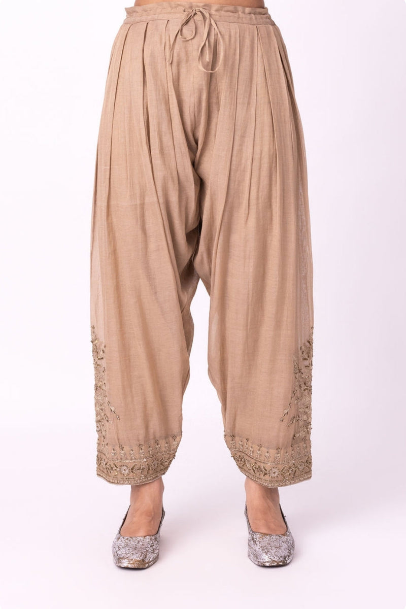 Vaj Salwar tissue pyjama/salwar by Shades of India in stone for women in Singapore