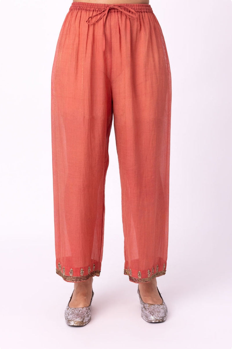 Karalika Pyjama tissue pyjama/salwar by Shades of India in red for women in Singapore
