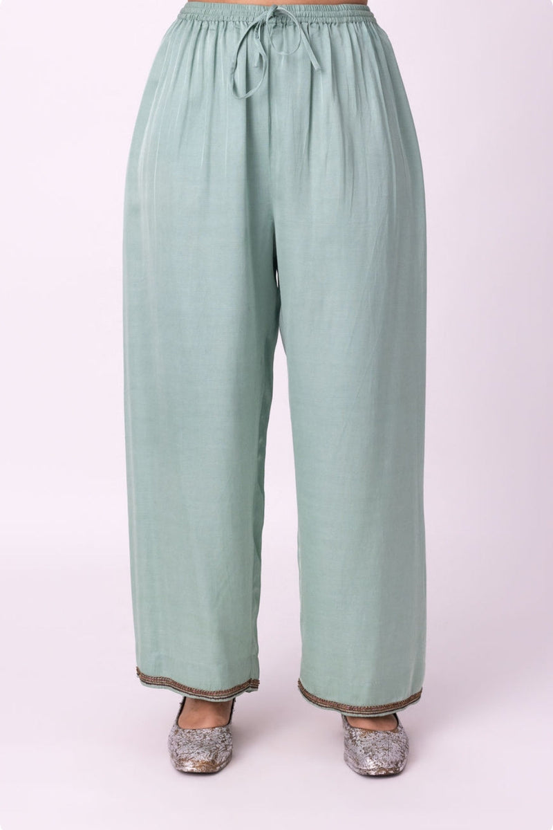 Isha Pyjama-Haze linen blend pyjama/salwar by Shades of India in blue for women in Singapore