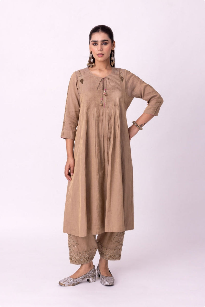 Imana Kurta tissue kurta/kurta set by Shades of India in stone for women in Singapore