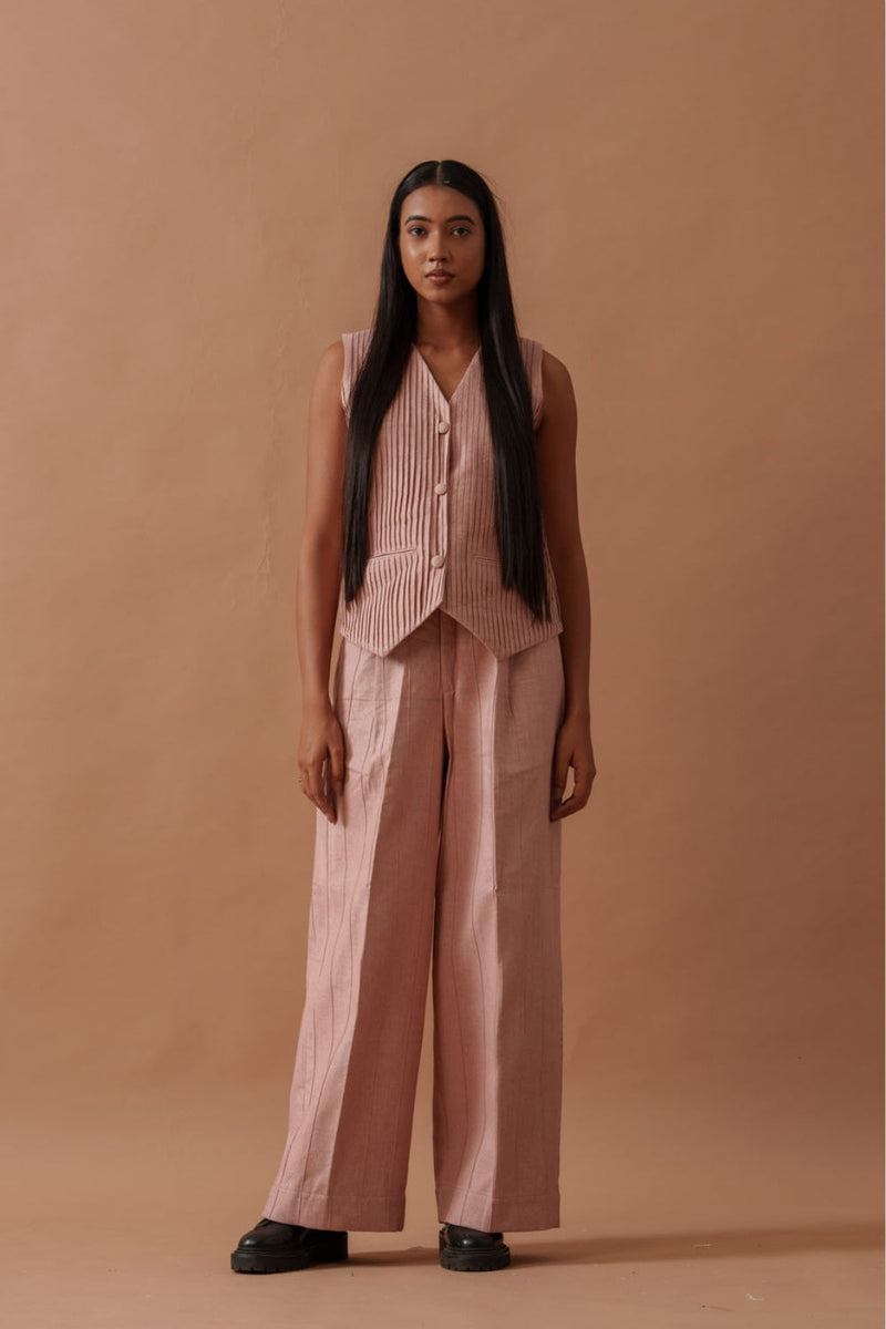 Sunflower Pants Pink handwoven cotton pant/trouser by Stoique in pink for women in Singapore