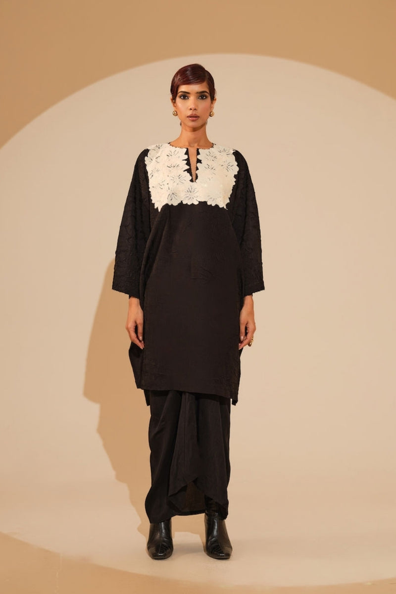 Found Skirt-Black mysore silk skirt by Stoique in black for women in Singapore