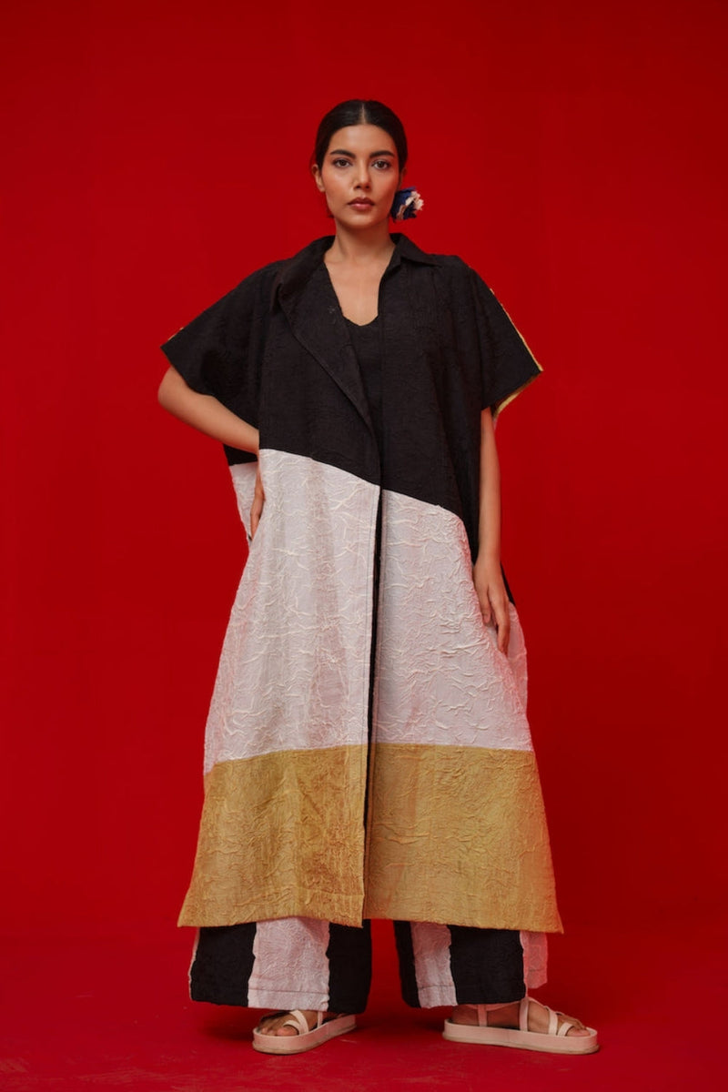 Awaken Tunic-Black + Ivory + Yellow crushed silk tunics/kaftan by Stoique in black, ivory, yellow for women in Singapore