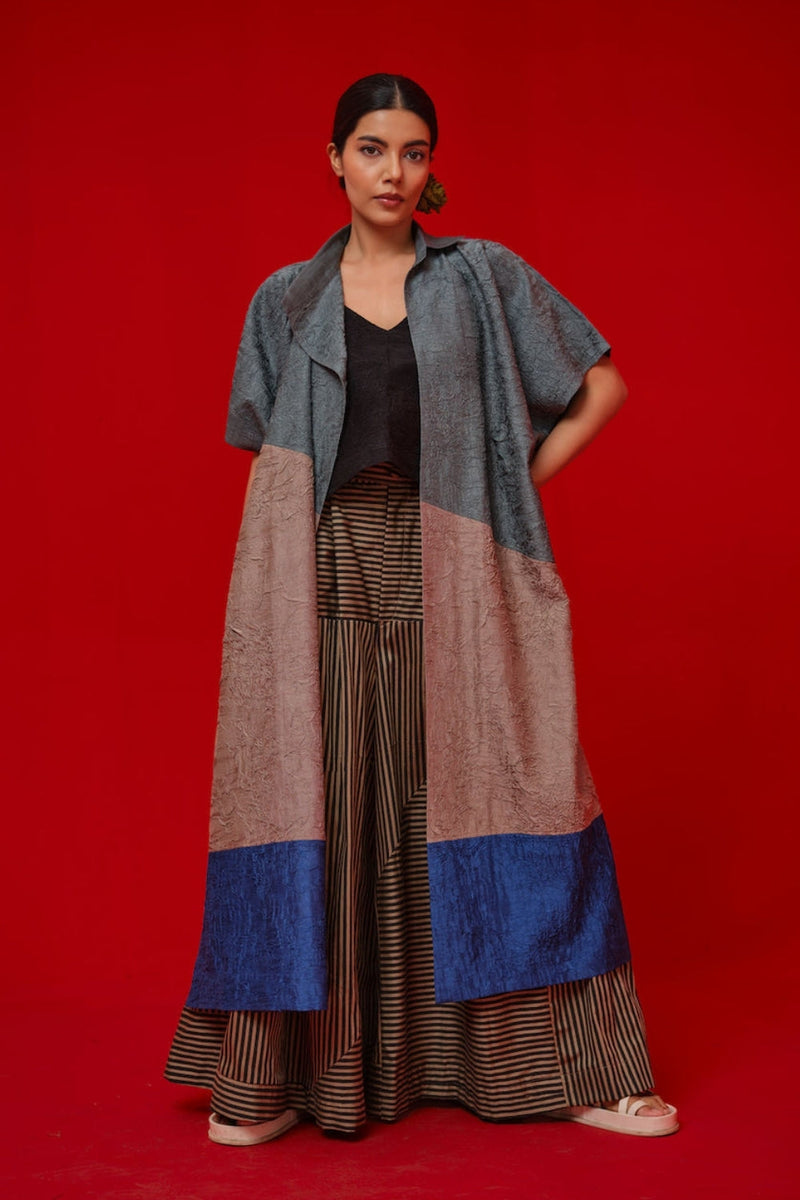 Awaken Tunic-Teal + Grey + Water Blue crushed silk tunics/kaftan by Stoique in teal, grey, blue for women in Singapore