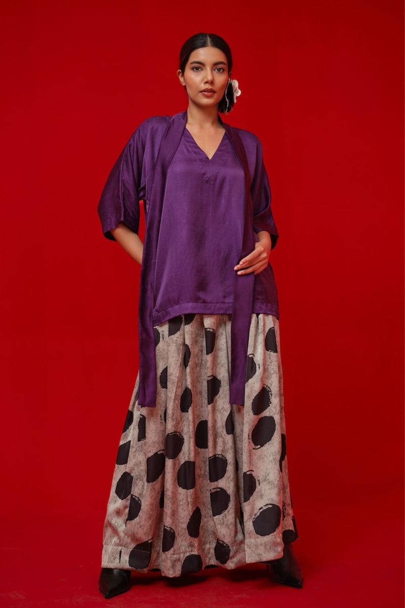 Discover Pants-Black + Grey satin tunics/kaftan by Stoique in black, grey for women in Singapore