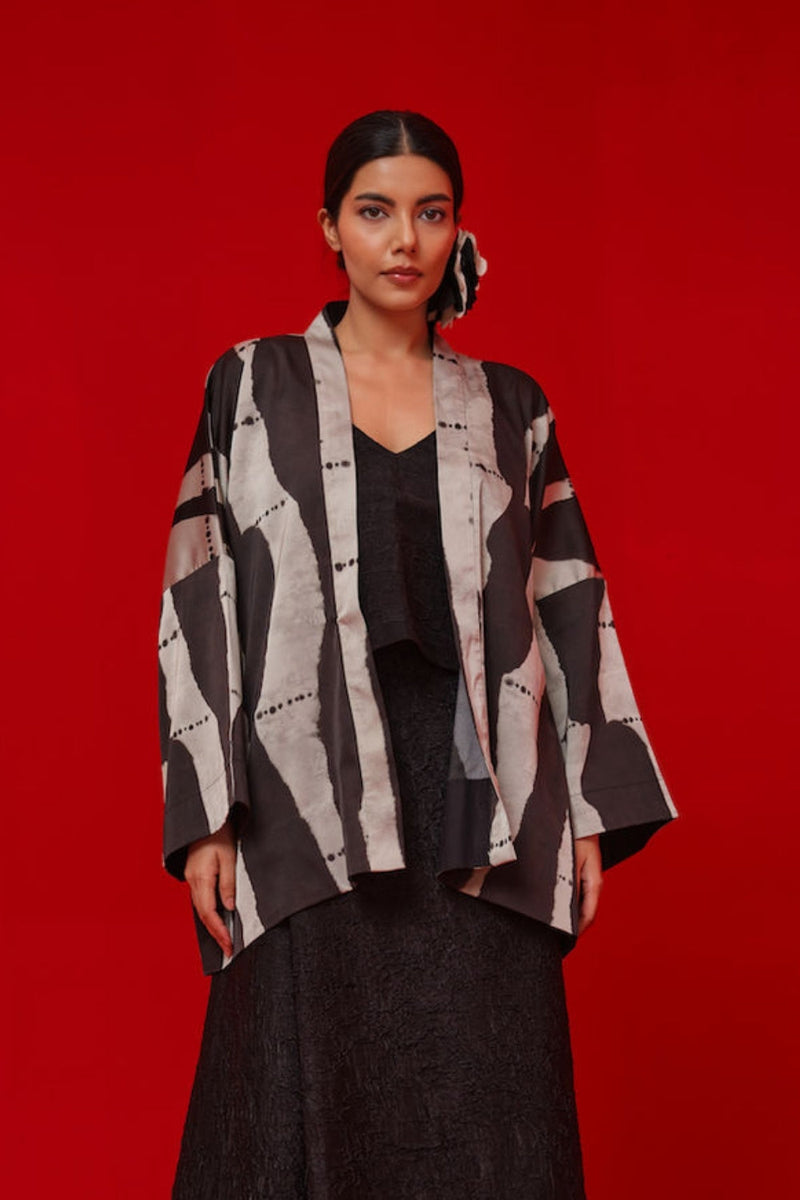 Discover Overlay-Black + Grey satin jacktes and overlays by Stoique in black, grey for women in Singapore