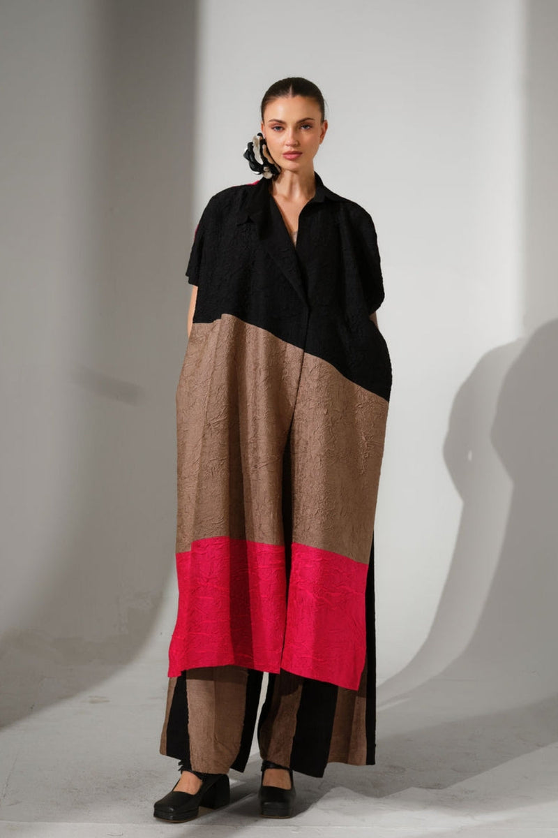 Awaken Tunic-Black + Grey + Pink crushed silk tunics/kaftan by Stoique in black, grey, pink for women in Singapore