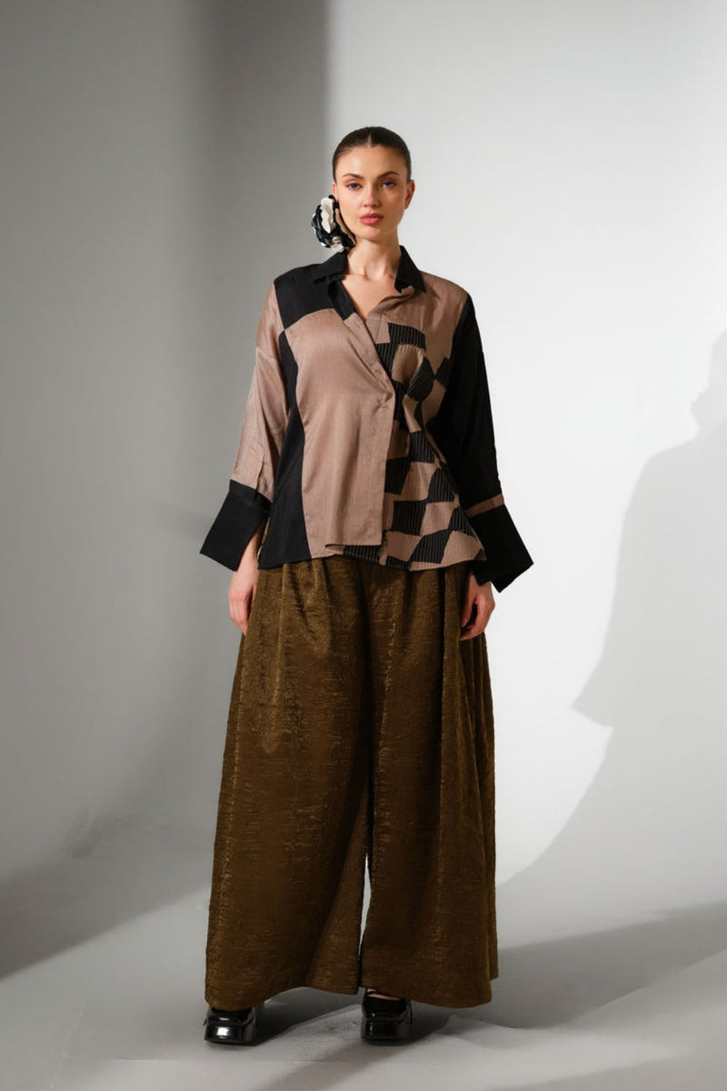 Dew Pants-Moss Green crushed satin pant/trouser by Stoique in moss green for women in Singapore