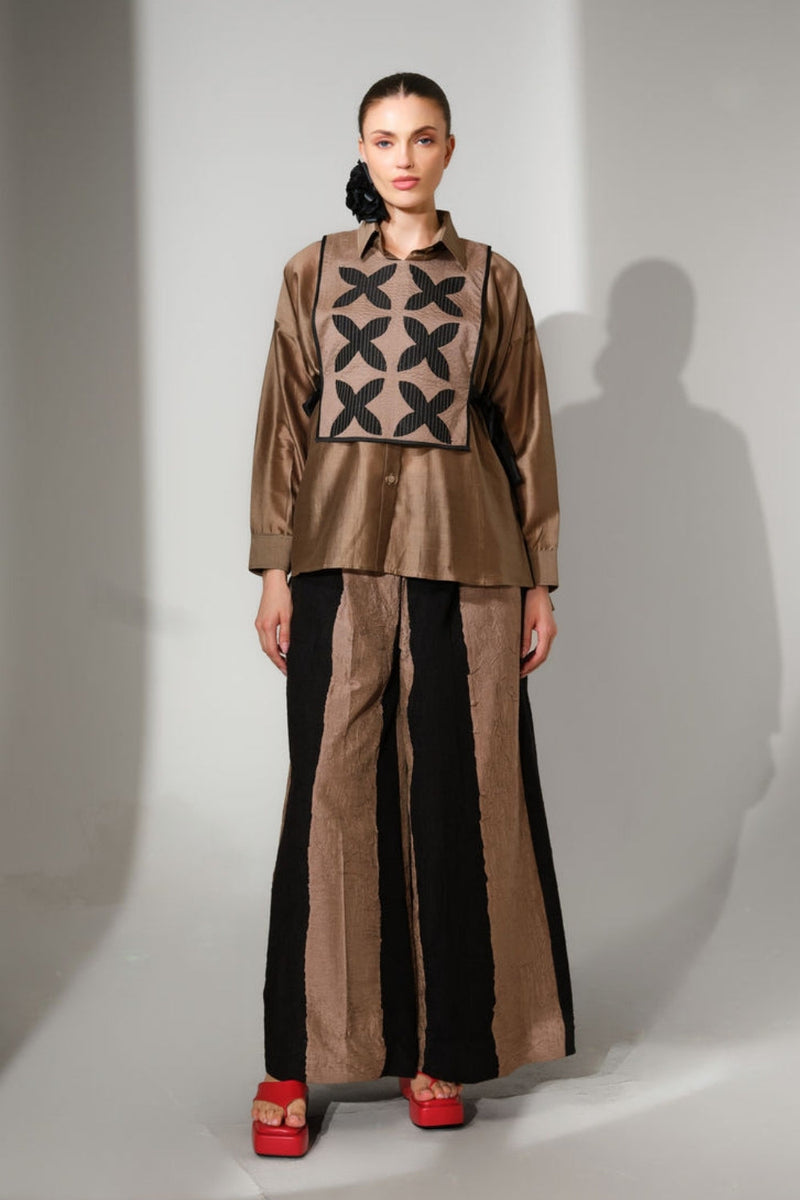 Union skirt-Black + Grey crushed silk skirt by Stoique in black, grey for women in Singapore