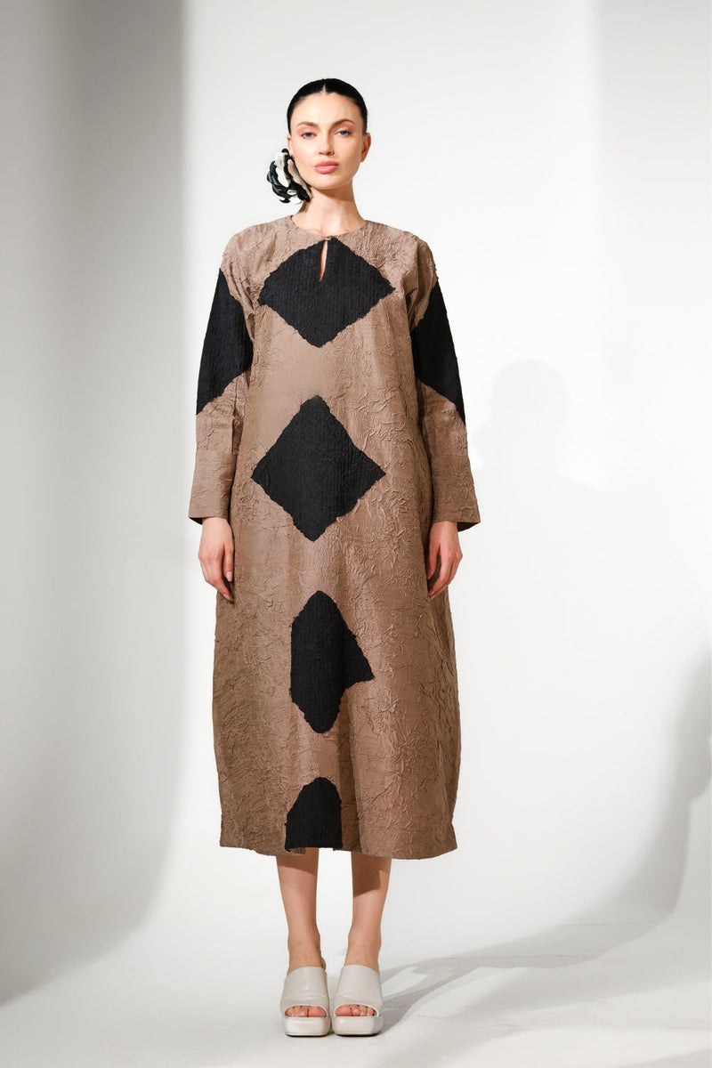 Reign Dress-Grey + Black crushed silk dress by Stoique in grey, black for women in Singapore