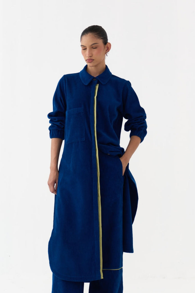Everyday U-Hem Tunic-Cobalt Blue corduroy tunics and kaftans by THREE in blue for women in Singapore