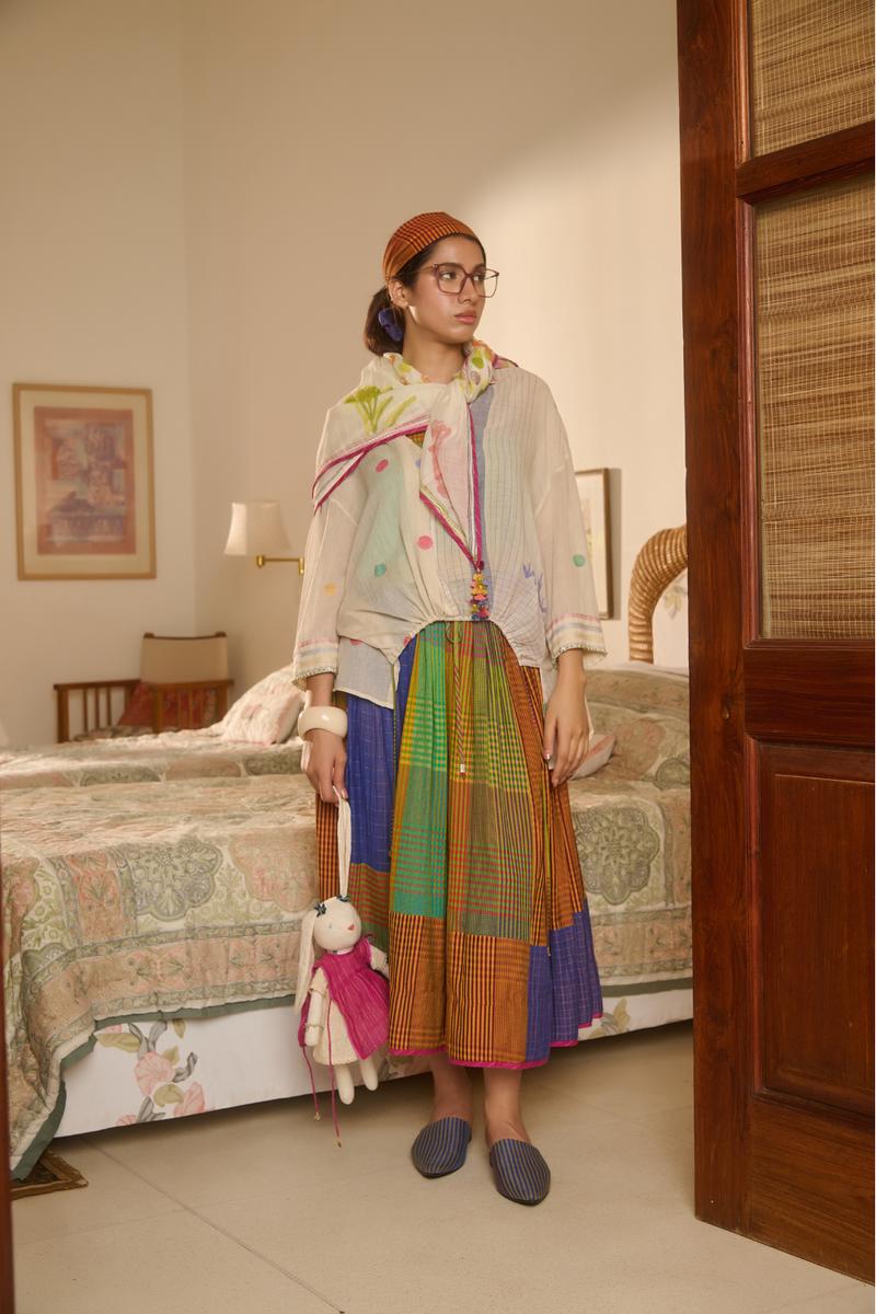 YANA SKIRT-MULTICOLOR silk by SWATTI KAPOOR in multi color for women in Singapore